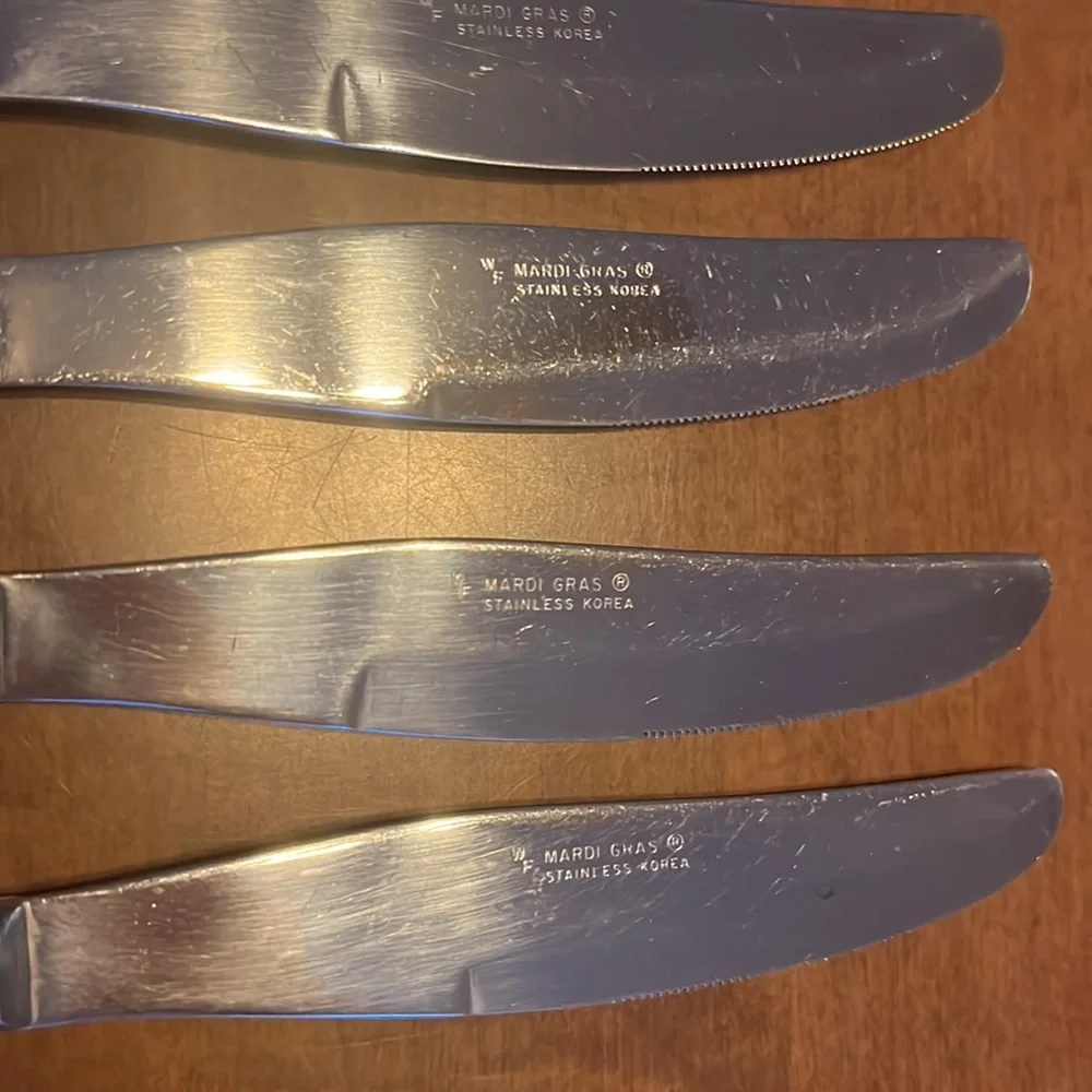 Washington Forge Mardi Gras Black Stainless‎ knives 5 Silverware flatware